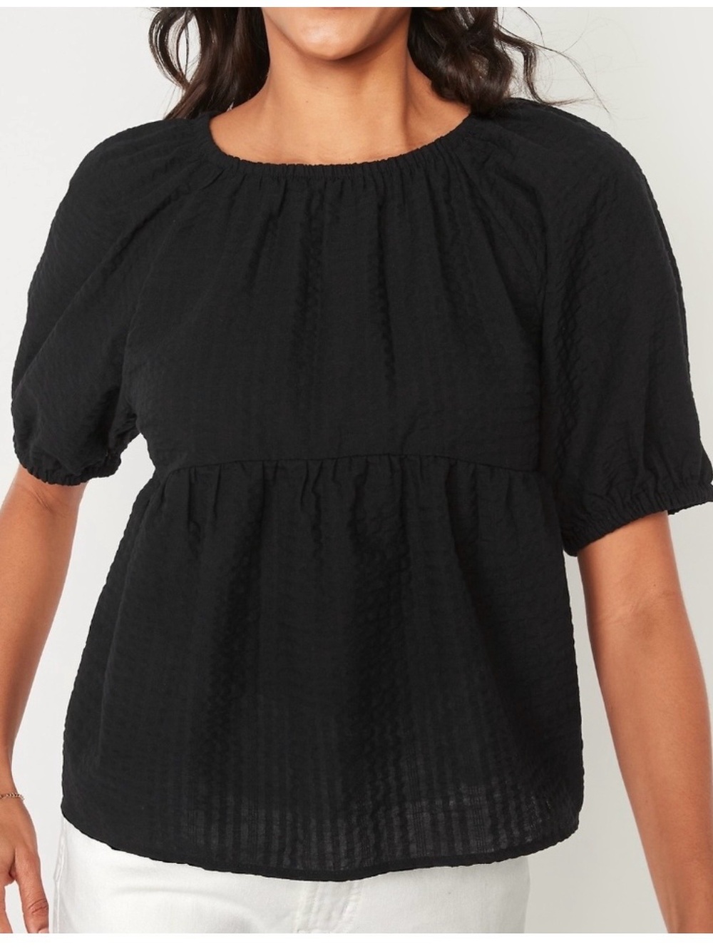 Old Navy Black Textured Peplum Blouse